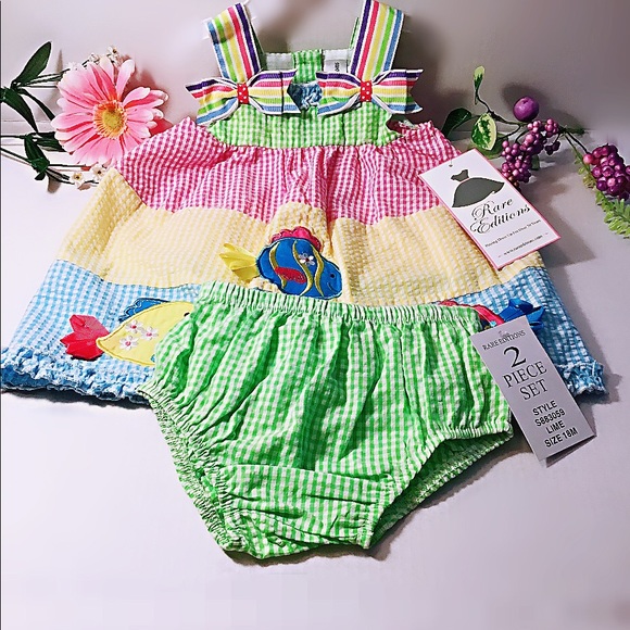 2 piece set multi color lime dress Rare Edition18M - Picture 1 of 6